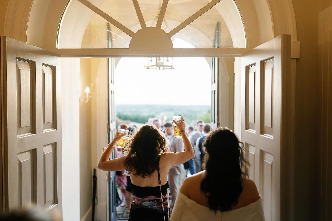 guests going to party outdoors