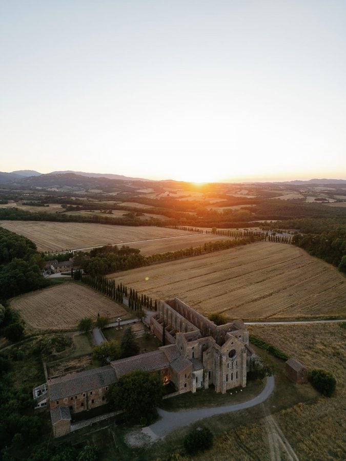 drone photo of san galgano