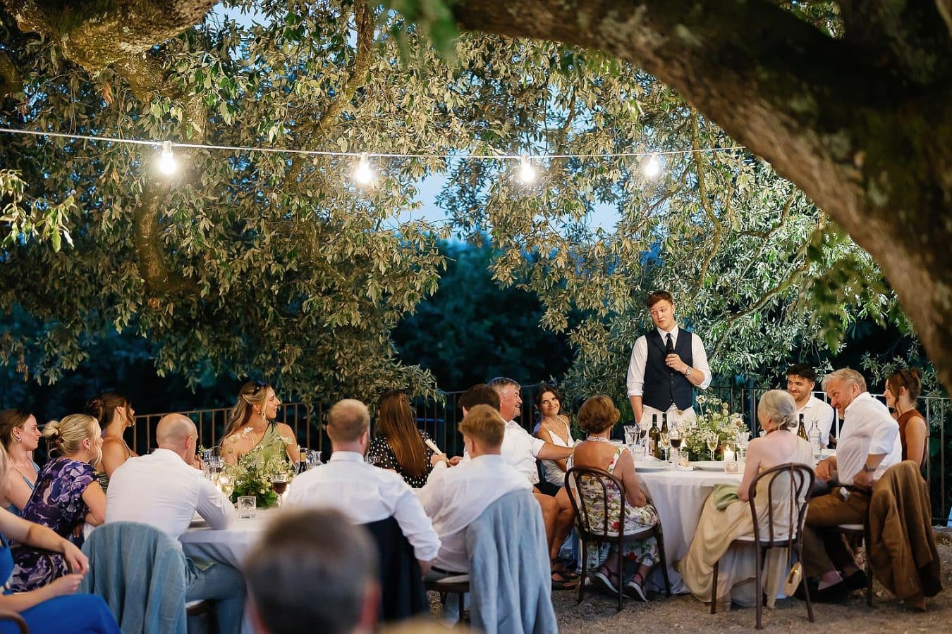 speeches outside at Villa Podernovo