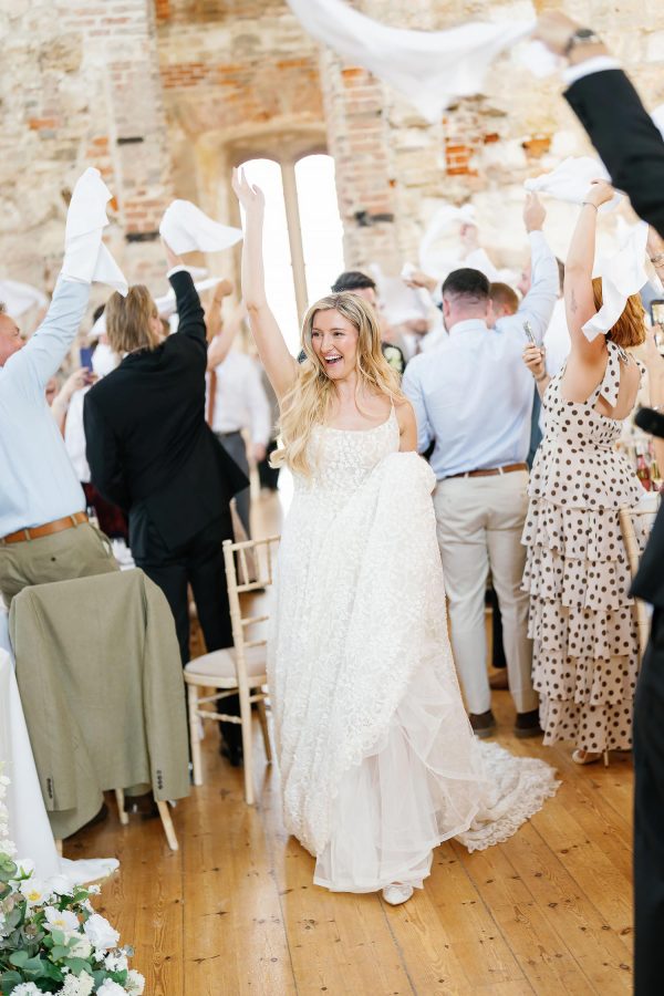 fun wedding inside Lulworth Castle