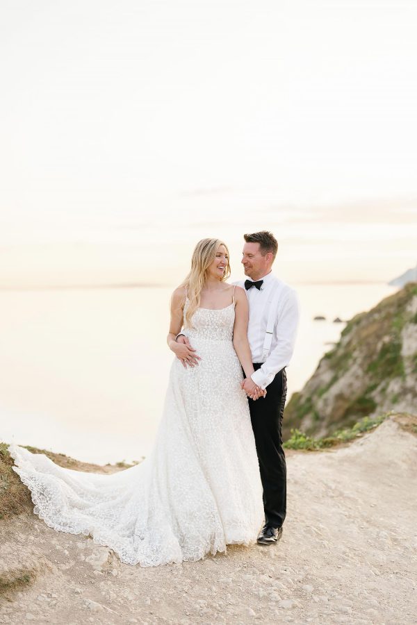 Lulworth cove wedding couple photos