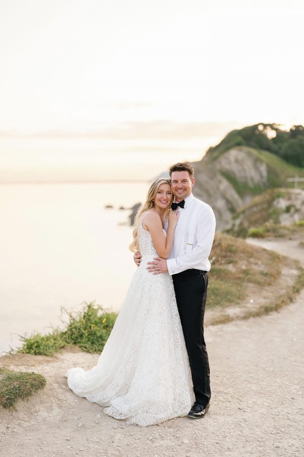 Lulworth cove wedding couple photos