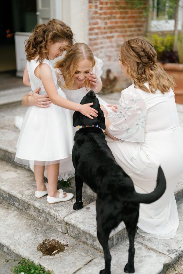 bride, bridesmaids and dogs