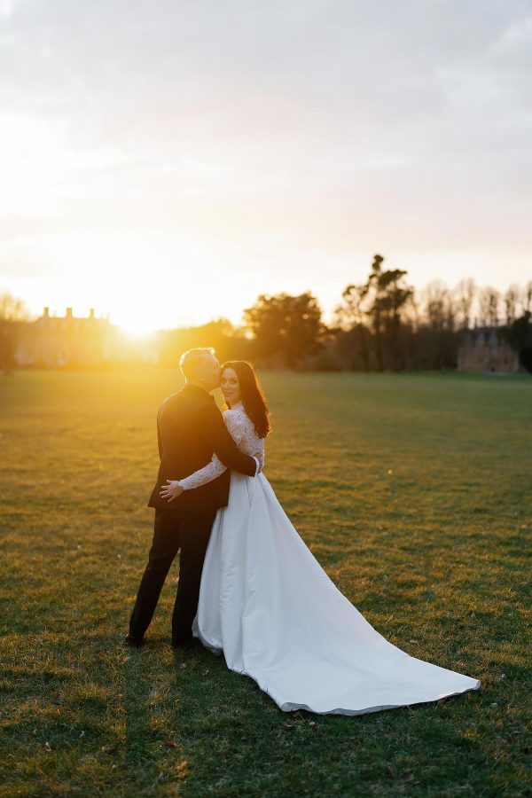 couple photo at sunset outside St Giles House