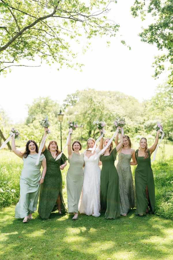 bridesmaid outside Berwick Lodge
