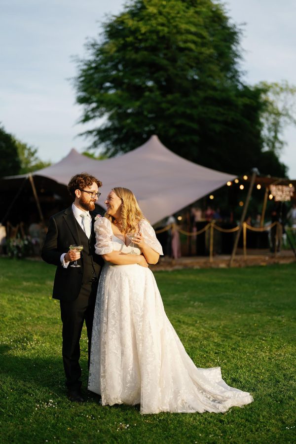 bride and groom at sunset Berwick Lodge