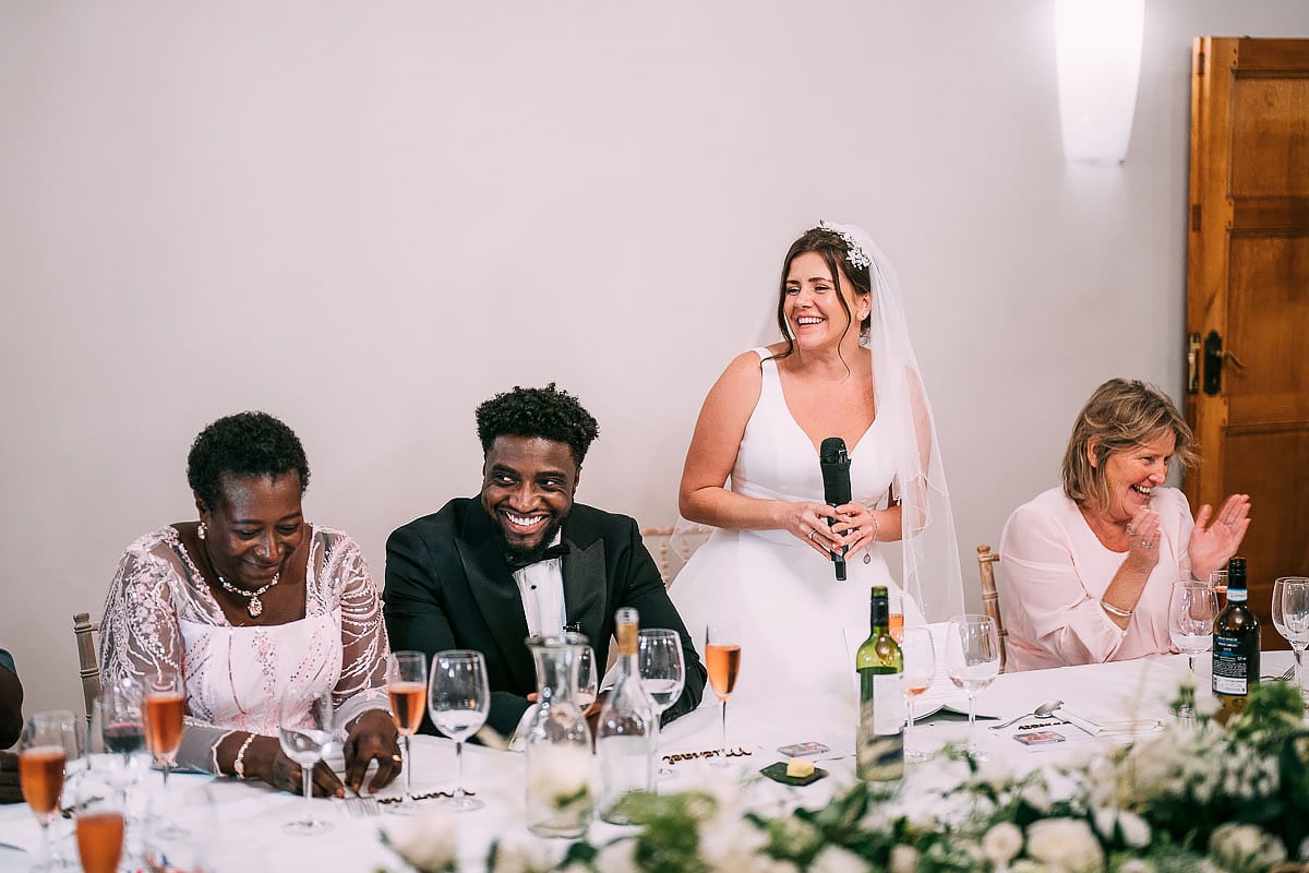bride giving a wedding speech