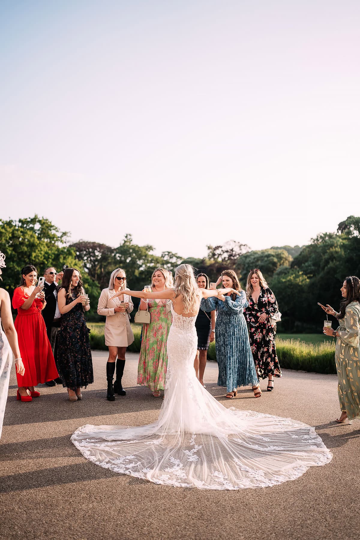 bride and beautiful dress laid out