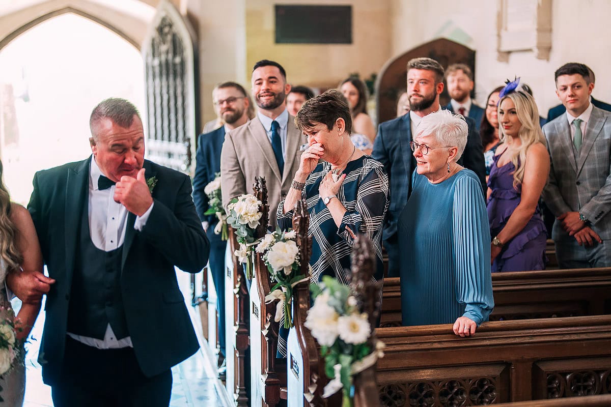 reaction as bride walks down aisle