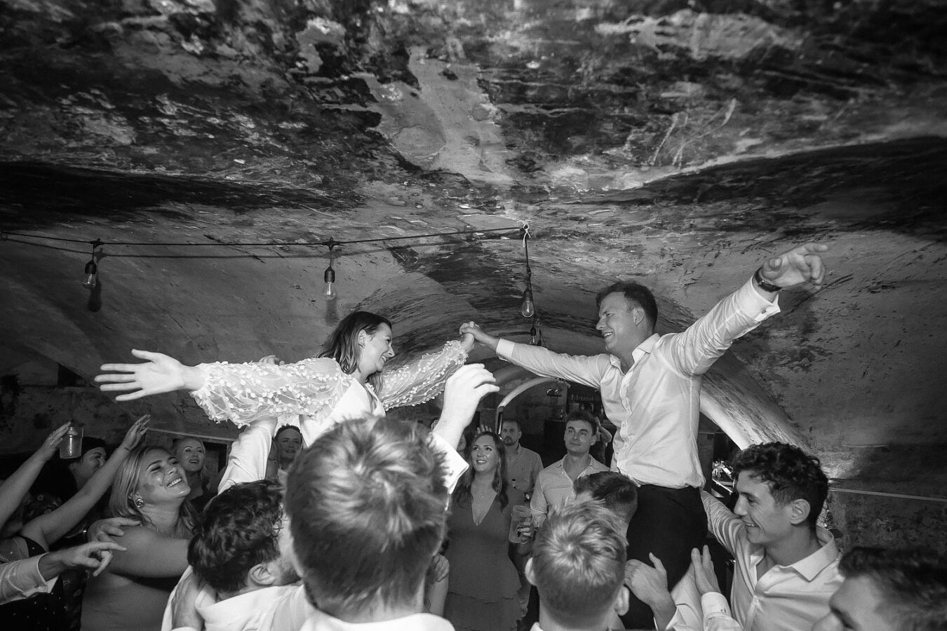 bride and groom dancing