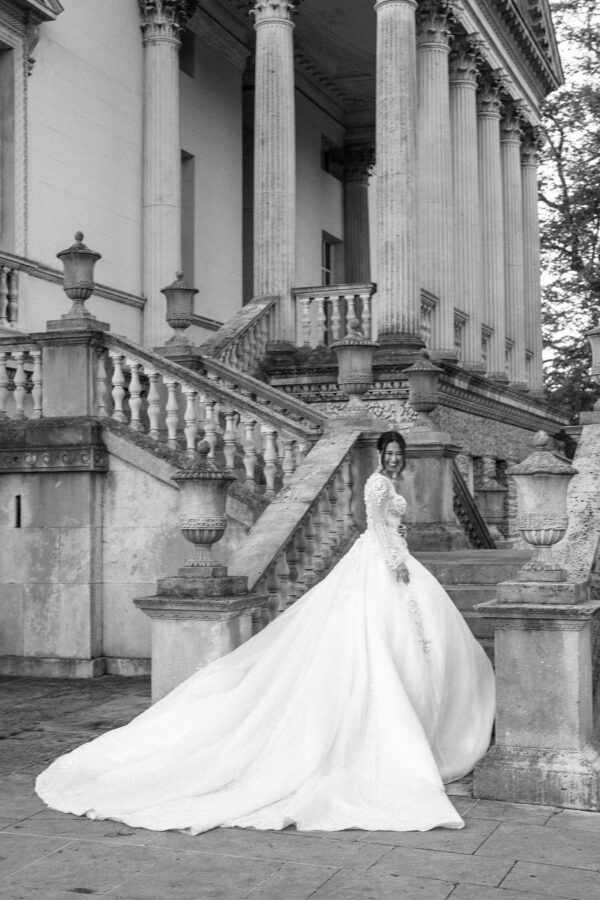 bride on steps
