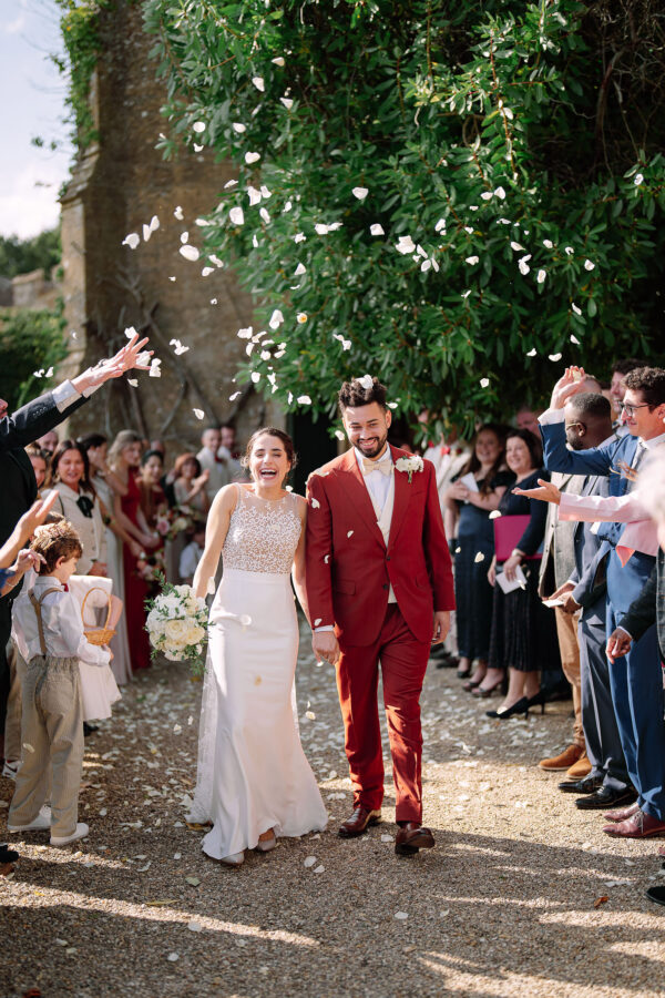 confetti outside Brympton House in the sun