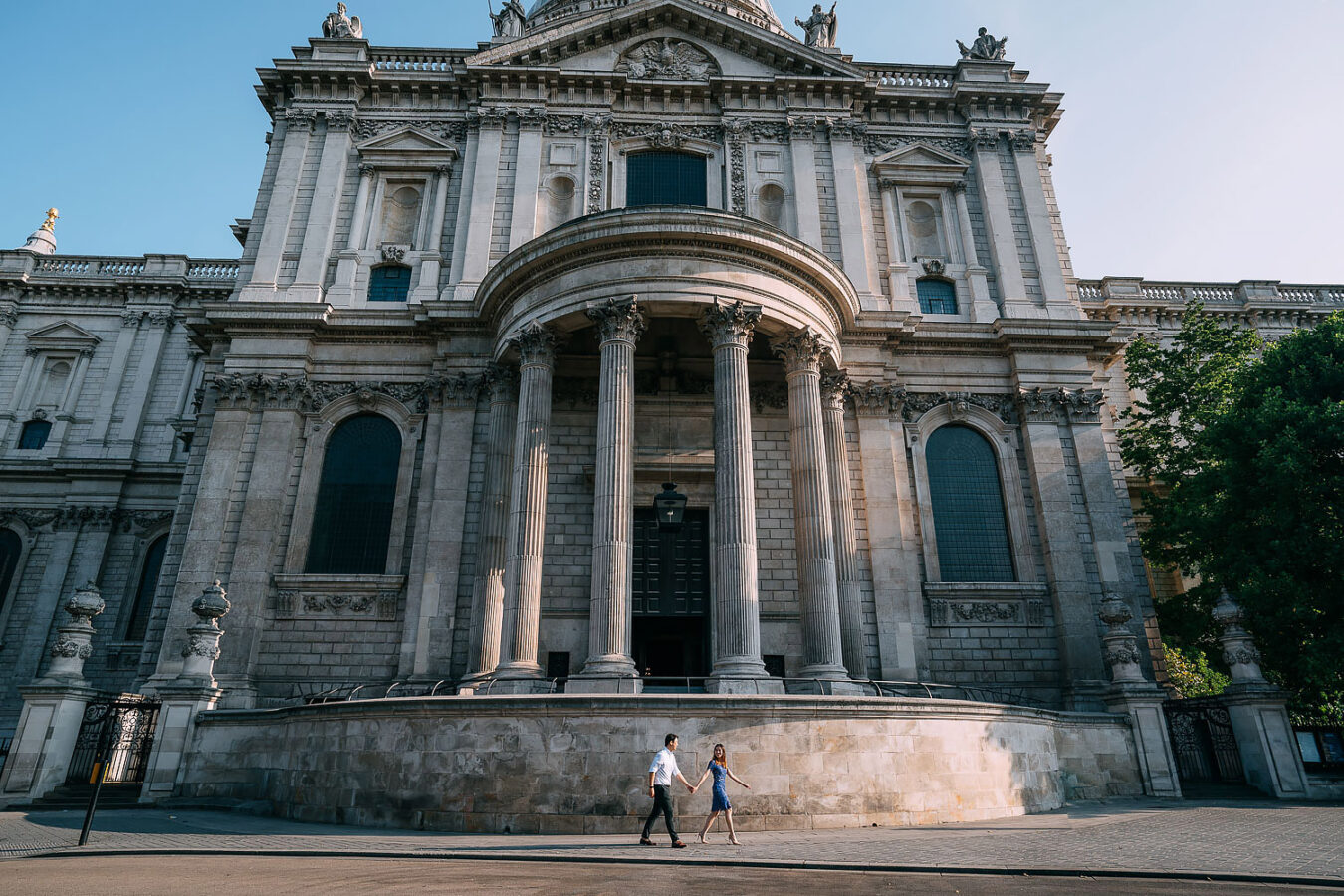 couple walking together outside st pauls