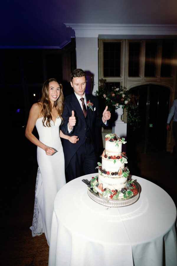 bride and groom and their cake