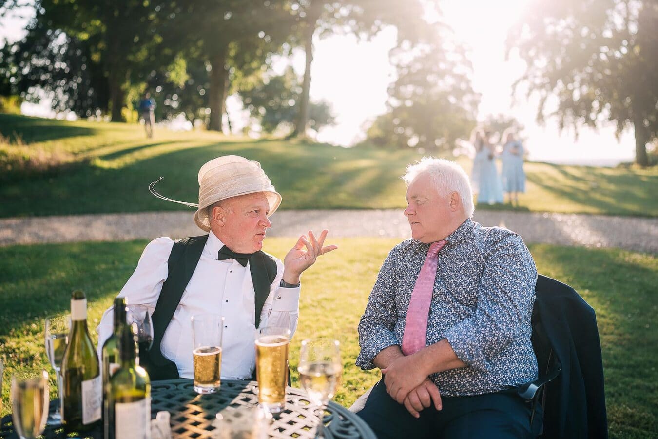 funny photo of dad in wedding hat