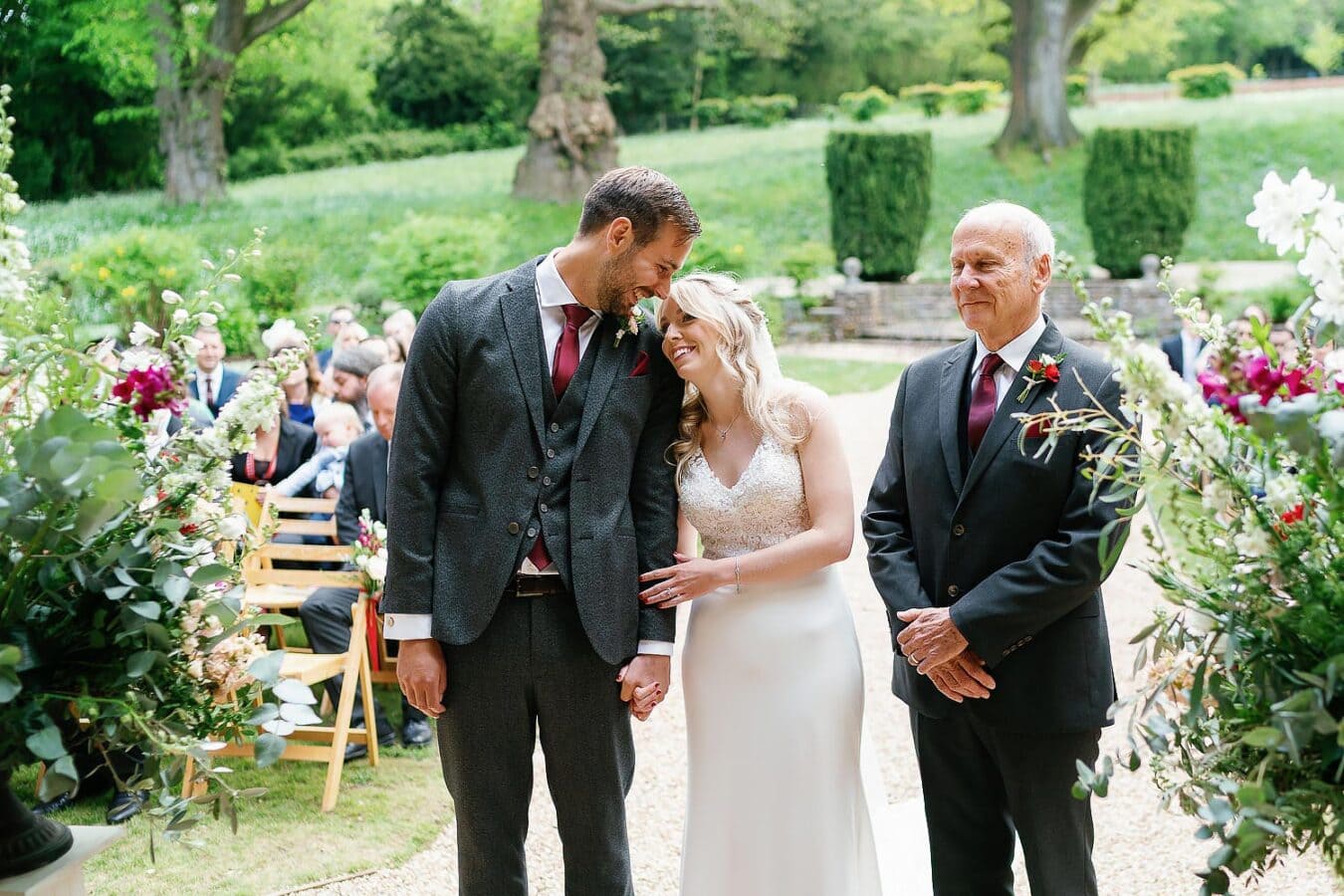 bride and groom snuggling