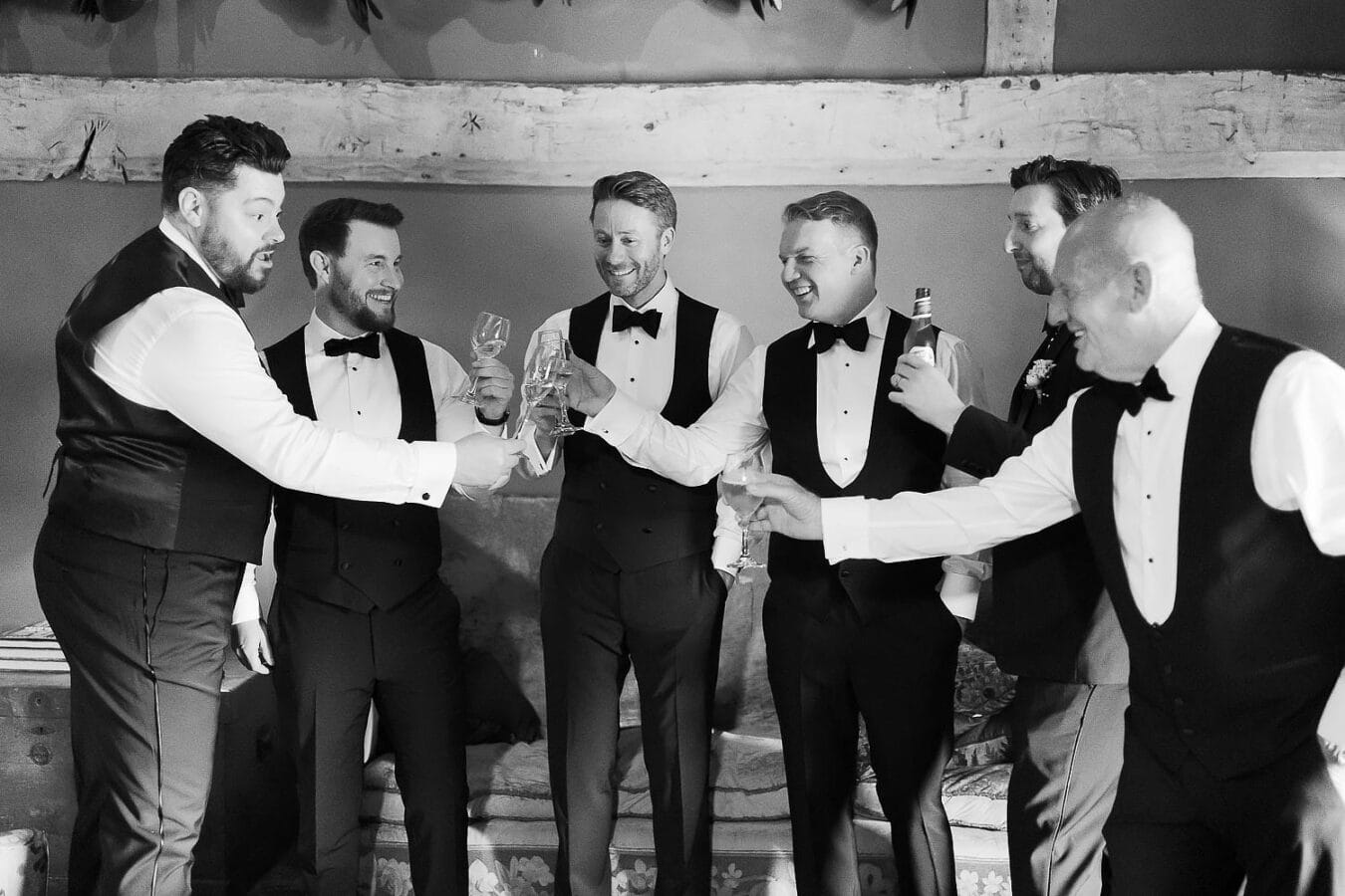 groomsmen having a drink