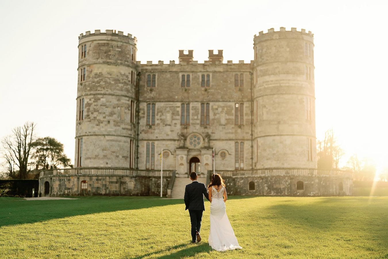 lulworth castle at sunset
