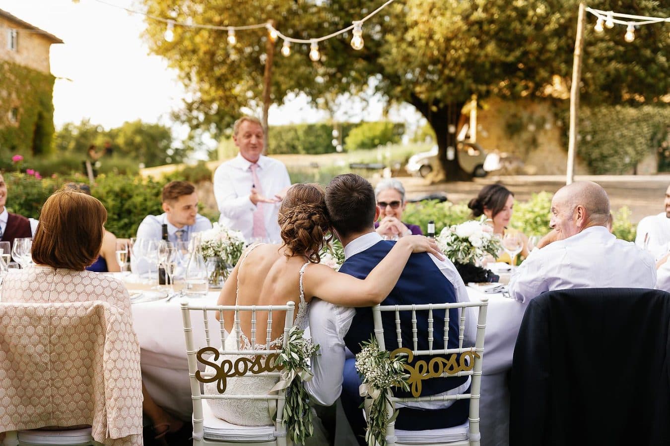 bride and groom hugging at Villa Podernovo