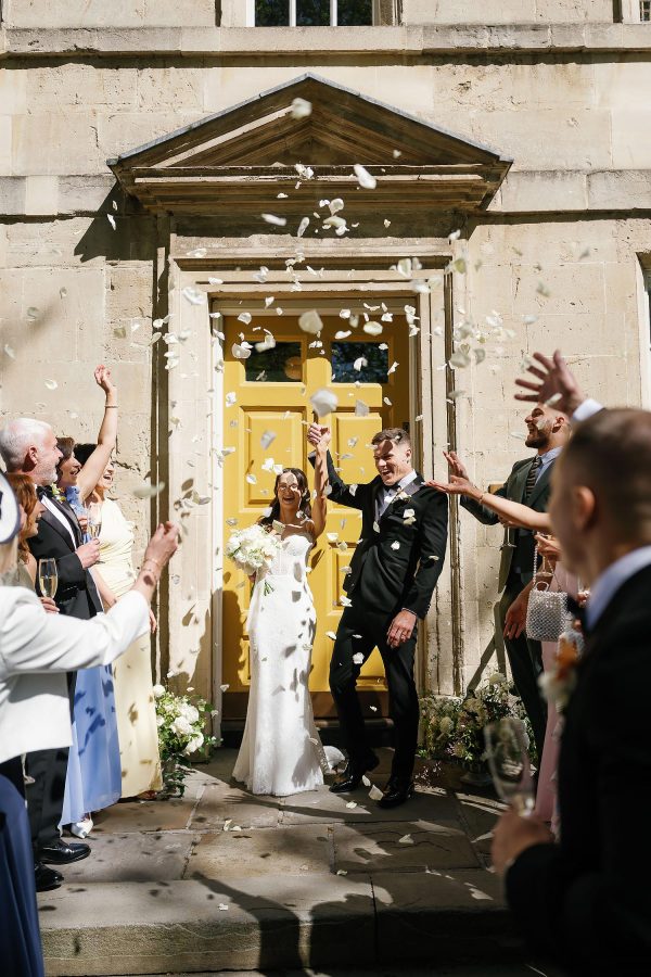 confetti outside the house of St Johns