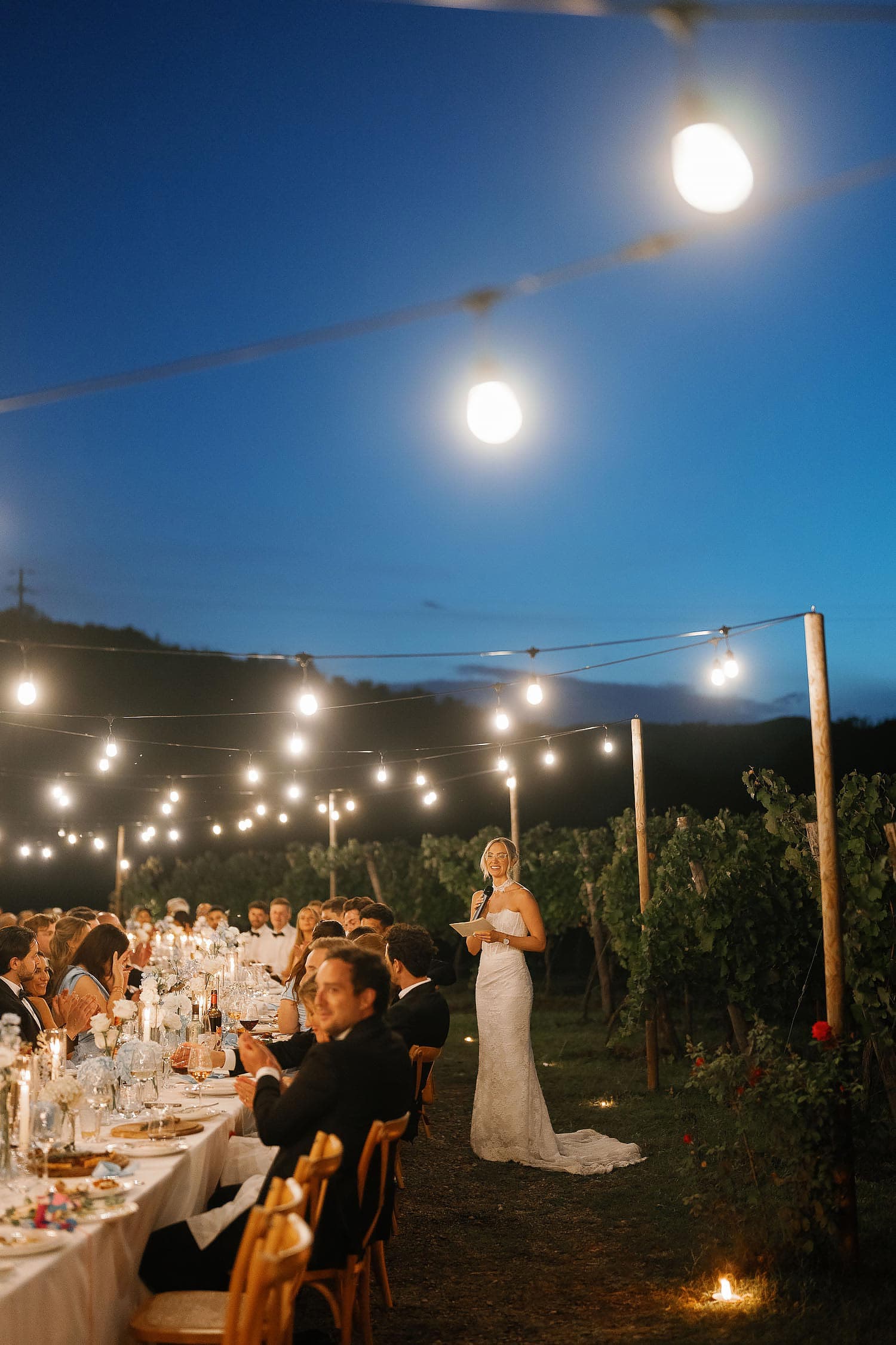 bride giving wedding speech